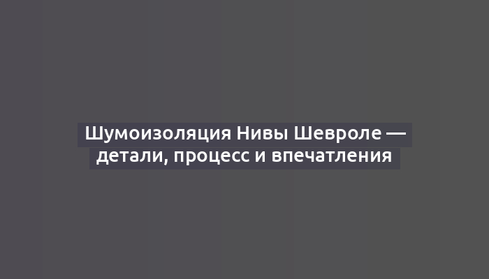 Шумоизоляция Нивы Шевроле — детали, процесс и впечатления