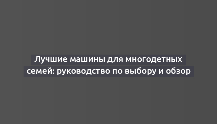 Лучшие машины для многодетных семей: руководство по выбору и обзор